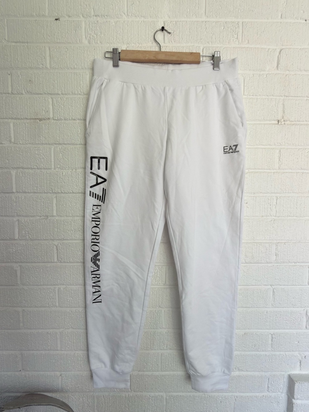 Emporio Armani White EA7 Logo Track Joggers